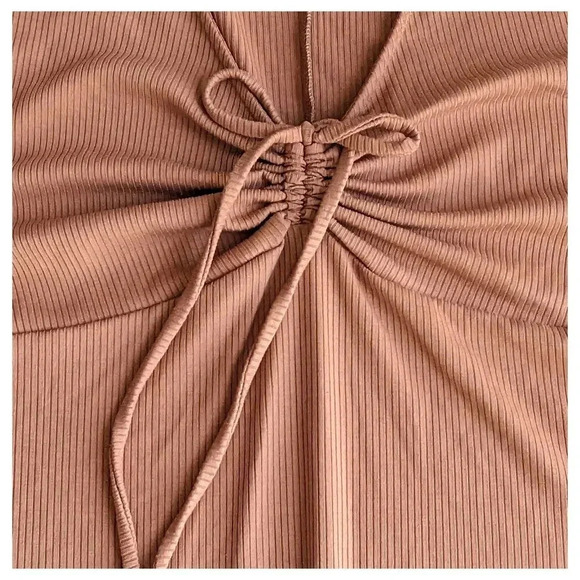 BP Mocha Ribbed Lettuce Trim Mini Dress Size 1X - Picture 4 of 8